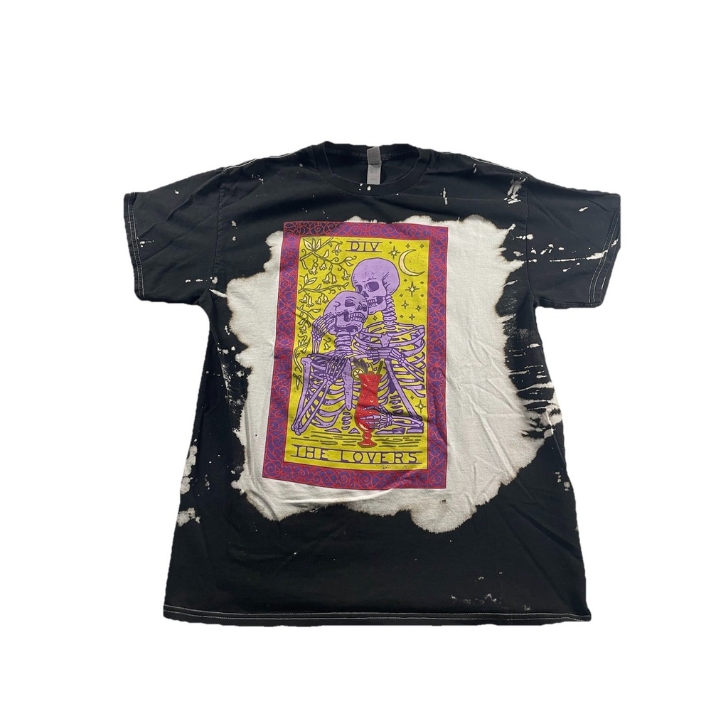 Dirty Coast The Lovers Tarot Card Shirt Sz Large Tshirt Black Bleached Unisex